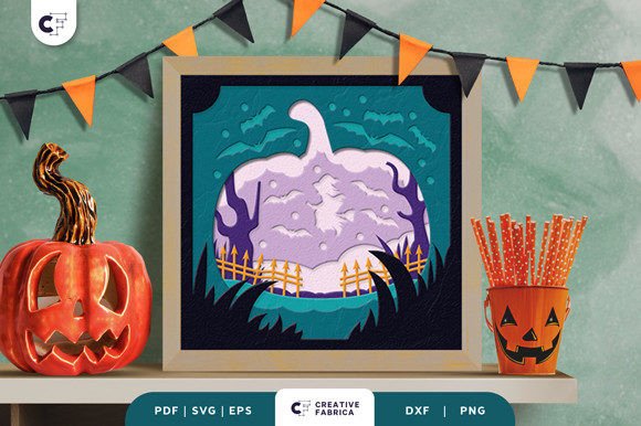 Scary Pumpkin 3D Light Box Paper Cut