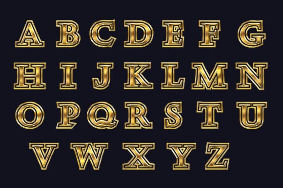 Smart Steel Gold Font PNG with transparent background - Preview 1