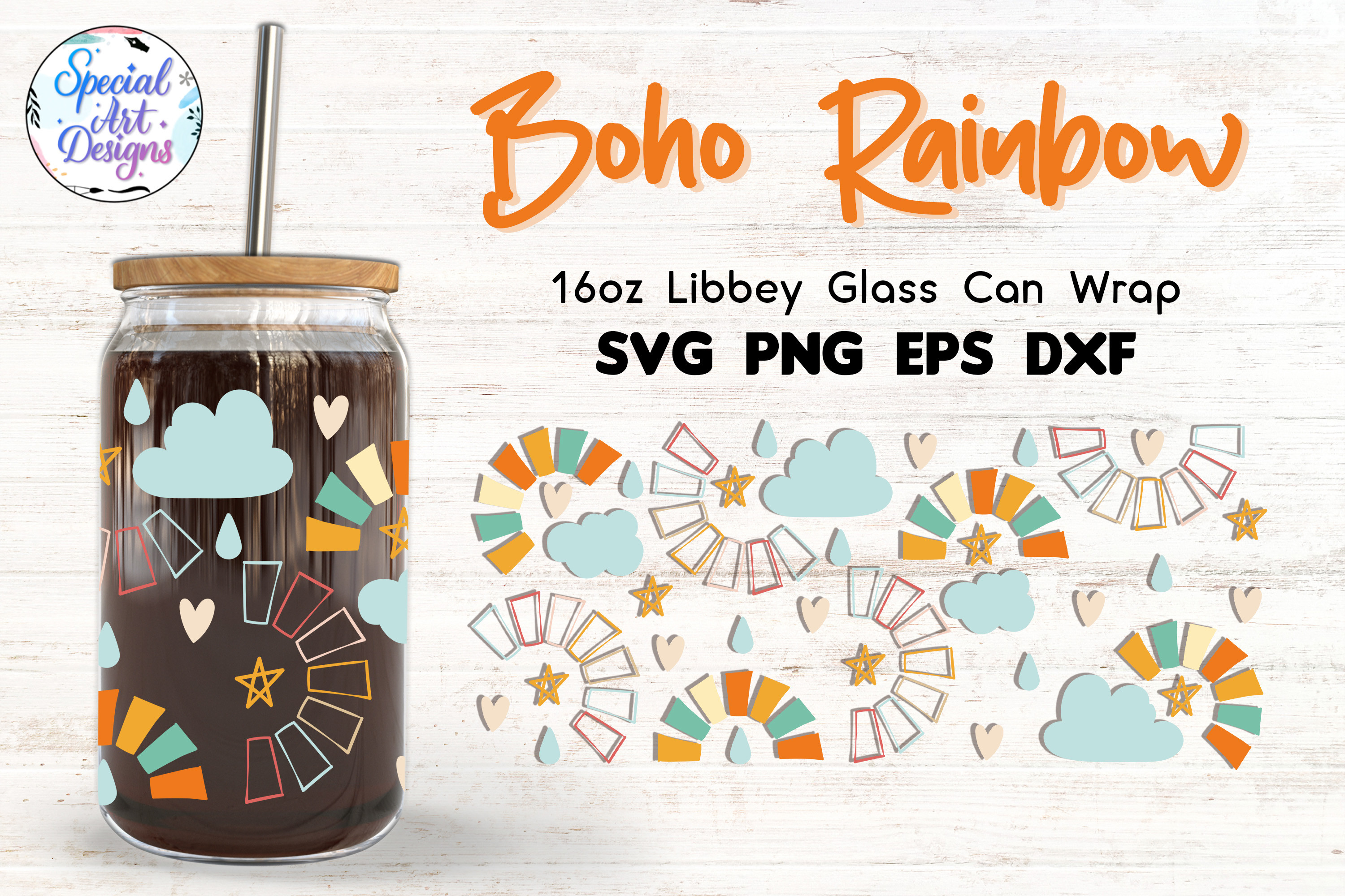 Boho Rainbows | 16oz Libbey Glass Wrap
