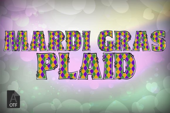 Mardi Gras Plaid Font PNG with transparent background - Preview 3