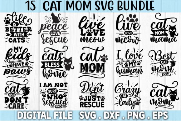 Cat Mom SVG bundle with multiple design variations
