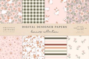 Cute Bunnies Digital Papers Easter Bunny Graphic by Julia Dreams ...