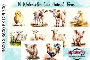 10 Watercolor Animals Farm Clipart PNG Graphic by BbowDesign · Creative ...