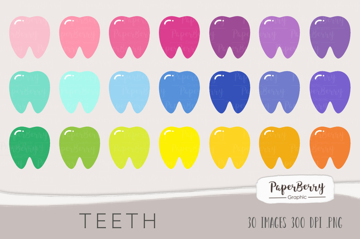 Bright Rainbow TEETH Clipart Set - photo 1