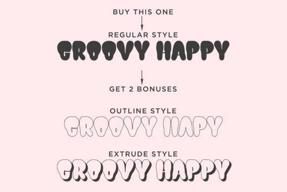 Groovy Happy Font PNG with transparent background - Preview 2