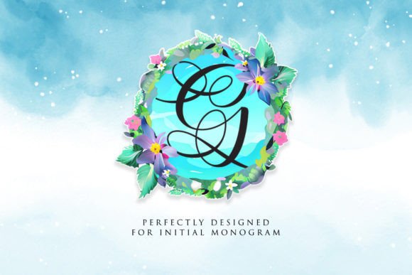 Lake Floral Monogram Font PNG with transparent background - Preview 1