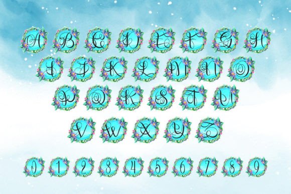 Lake Floral Monogram Font PNG with transparent background - Preview 2