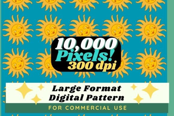 Retro Sun Blue Seamless Pattern Graphic by Splendid Profits · Creative ...