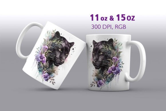 Watercolor Black Panther Mug Sublimation Graphic by DoFloro  Creative  Fabrica