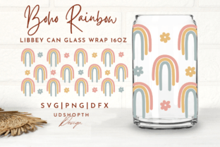 Boho Rainbow with Flowers Can Glass Svg Graphic by UDShopTHDesign ...