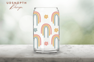 Boho Rainbow with Flowers Can Glass Svg Graphic by UDShopTHDesign ...