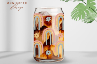 Boho Rainbow with Flowers Can Glass Svg Graphic by UDShopTHDesign ...