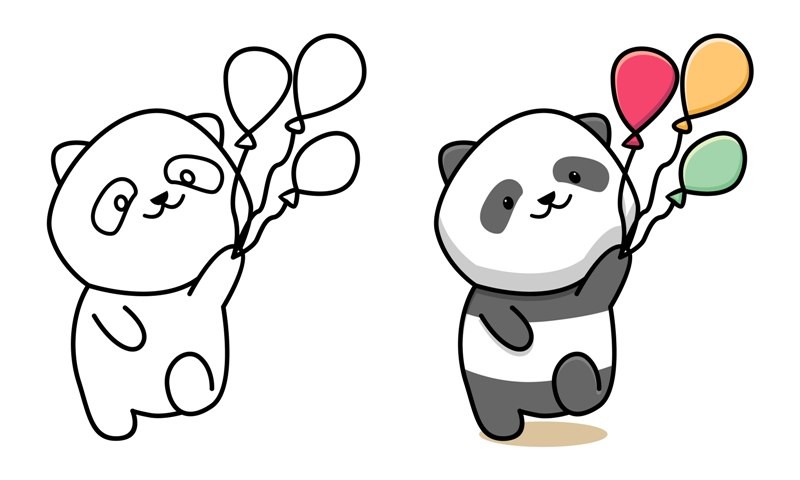 Cute Panda Holding Balloon Graphic by barnawi26 · Creative Fabrica