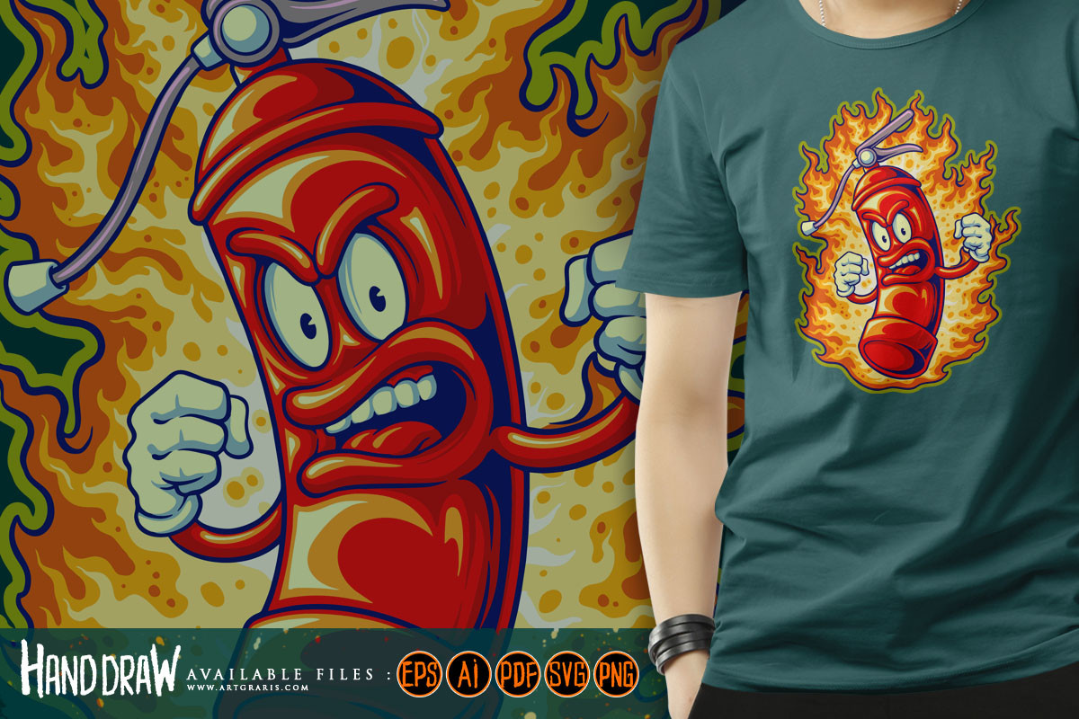 Fire Extinguisher Flaming Spray Logo SVG Graphic by artgrarisstudio ...