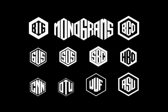 Hex Monogram Font PNG with transparent background - Preview 1