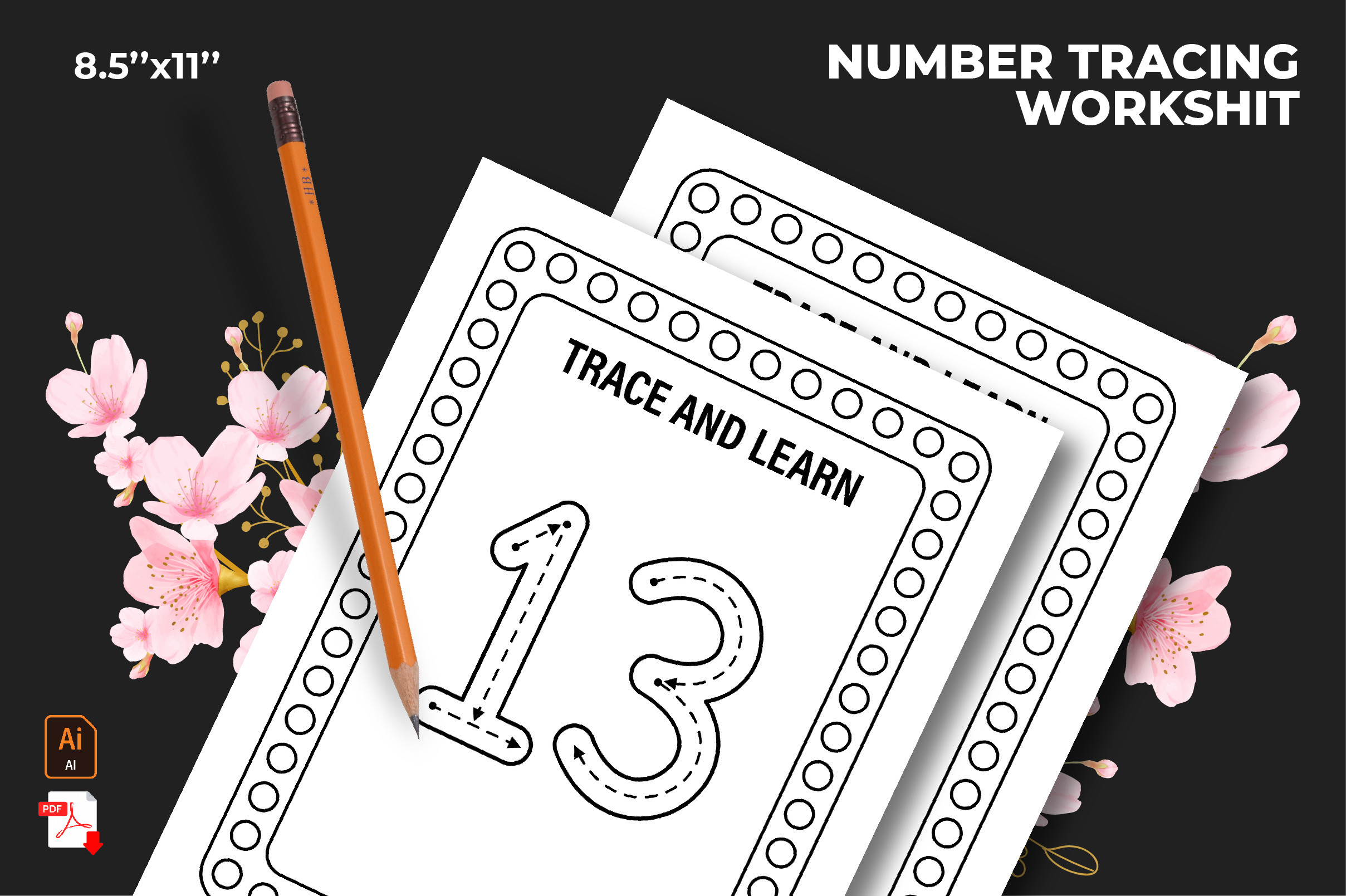 Number 13 Tracing Workbook for Kids Graphic by graphinize · Creative ...