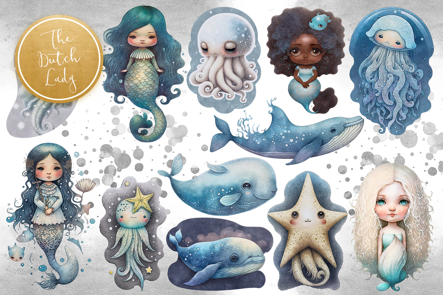 Surreal Ocean Creatures Clipart Set Graphic by daphnepopuliers ...