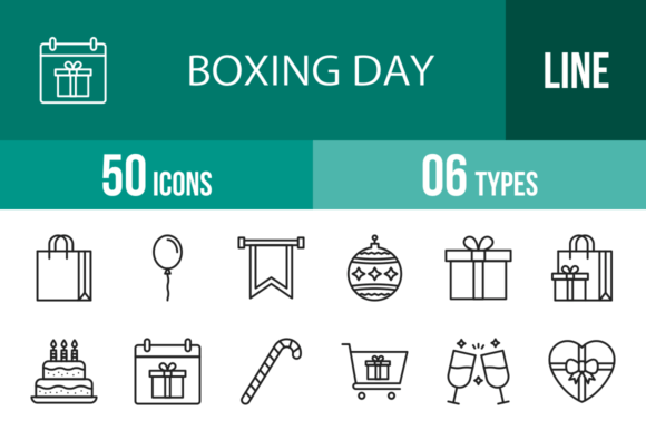 50 Boxing Day Line Icons