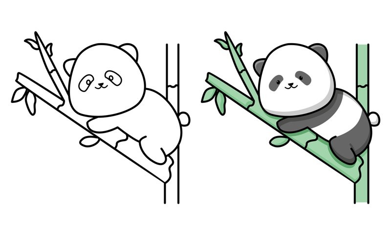 Cute Panda on Bamboo Tree Graphic by barnawi26 · Creative Fabrica