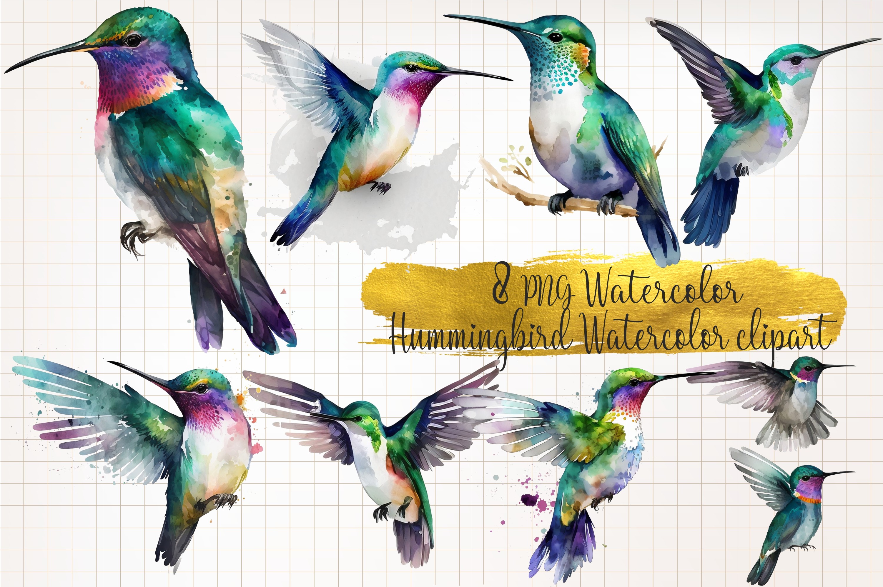 Hummingbird Watercolor Clipart Graphic by WaterColorArch · Creative Fabrica