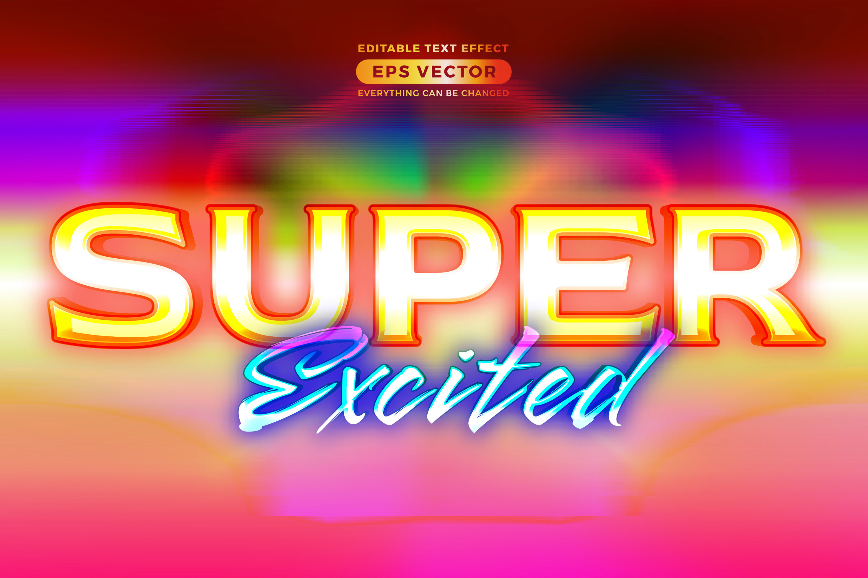 Retro Text Effect Super Excited Futurist