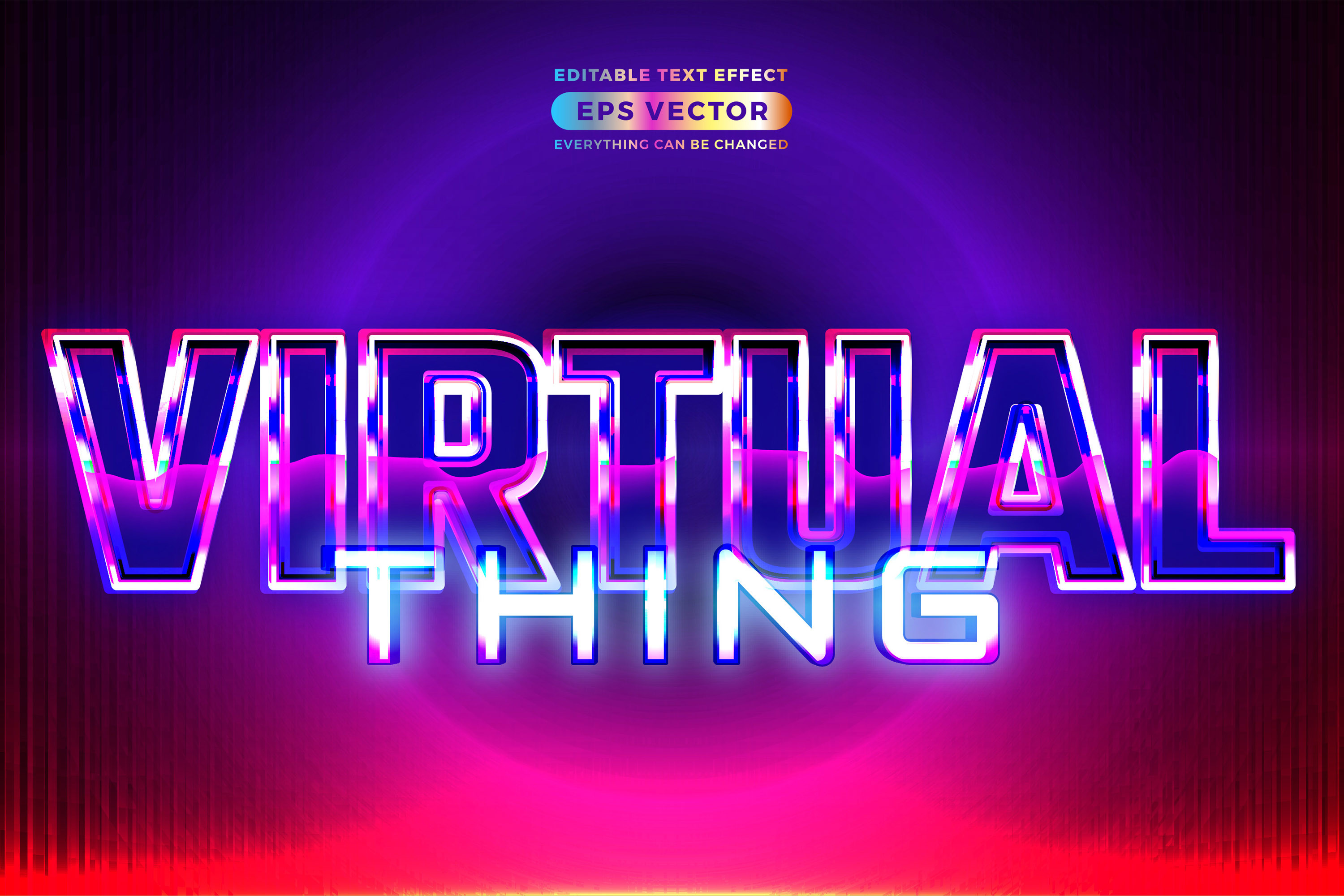 Retro Text Effect Virtual Thing Futurist