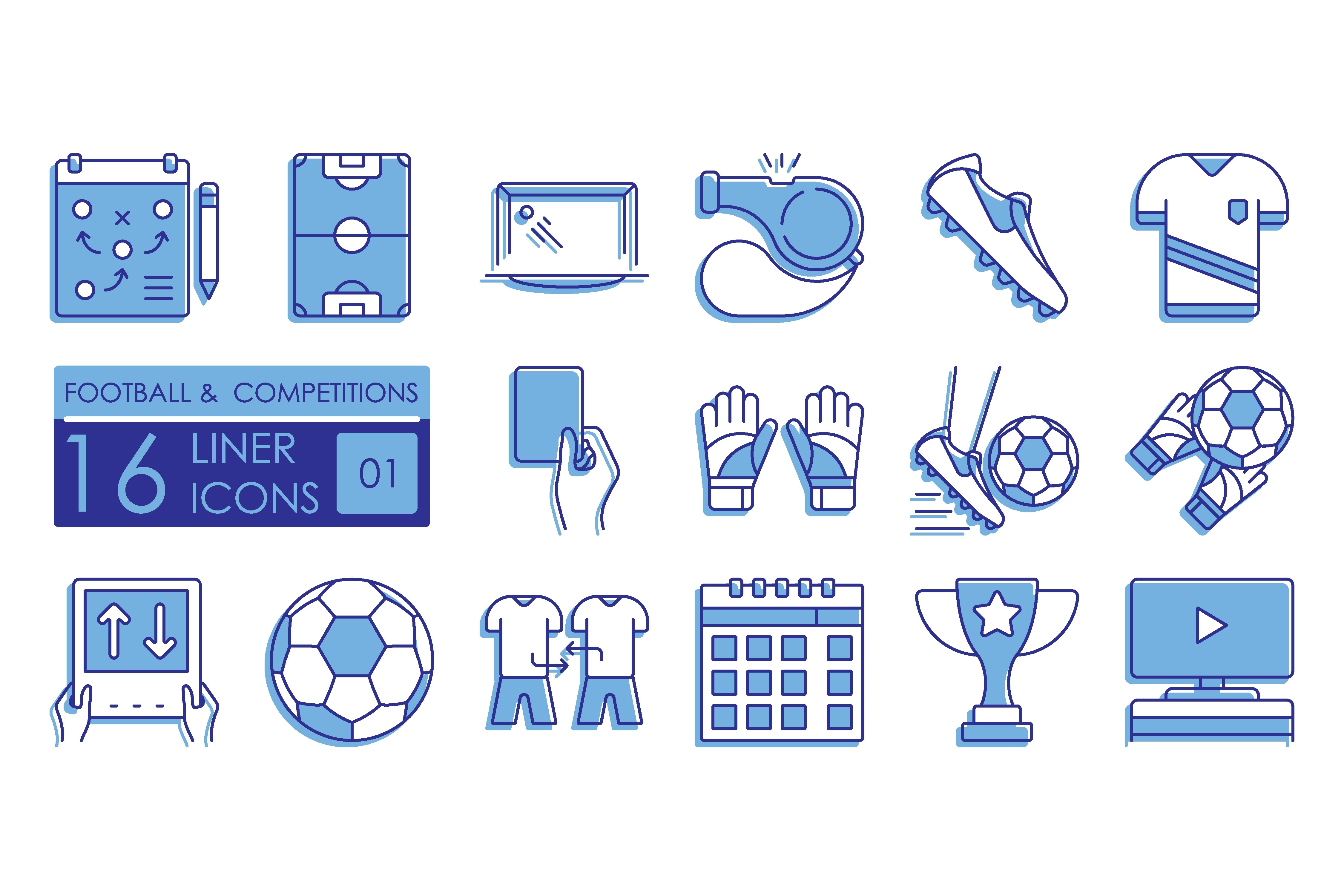 Set of Color Filled Linear Icons. Footba Graphic by RNko · Creative Fabrica