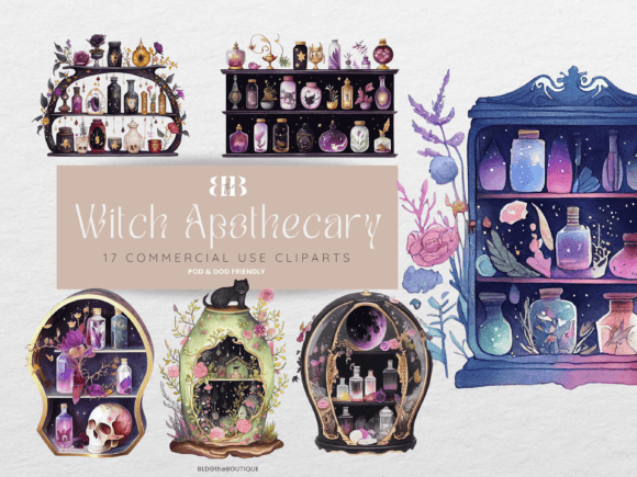 Witch Apothecary Cabinet Clipart PNG Graphic Illustrations By BLDGtheBrand