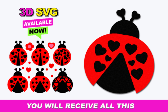 Ladybug Elements 3D SVG Formas Manualidades SVG 3D Por Claudia Atencio