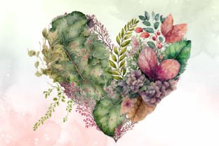 Floral Heart Watercolor Clipart Bundle Graphic by Cat Lady · Creative ...