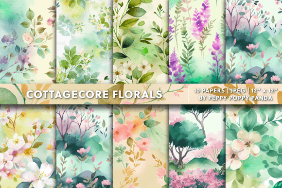 Rustic Cottagecore Floral Digital Paper Graphic by Peppy Poppy Panda ...
