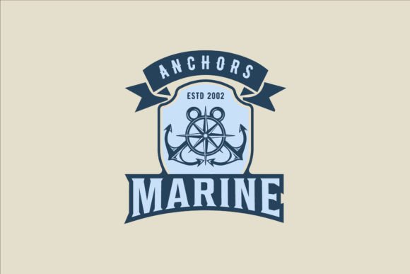 Compass and Anchors Emblem Logo Vector