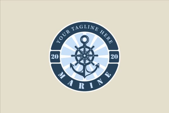 Ship Steering Wheel and Anchor Emblem