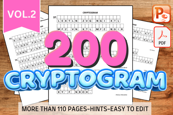 #2 - 200 Cryptogram Puzzles for KDP Grafika Wnętrza KDP Przez AshleyPod