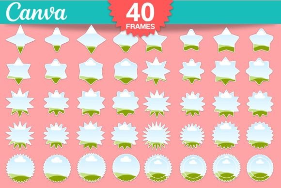 40 editable star shaped Canva picture frames