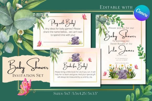 Baby Shower Set BS01 - Edit with Canva