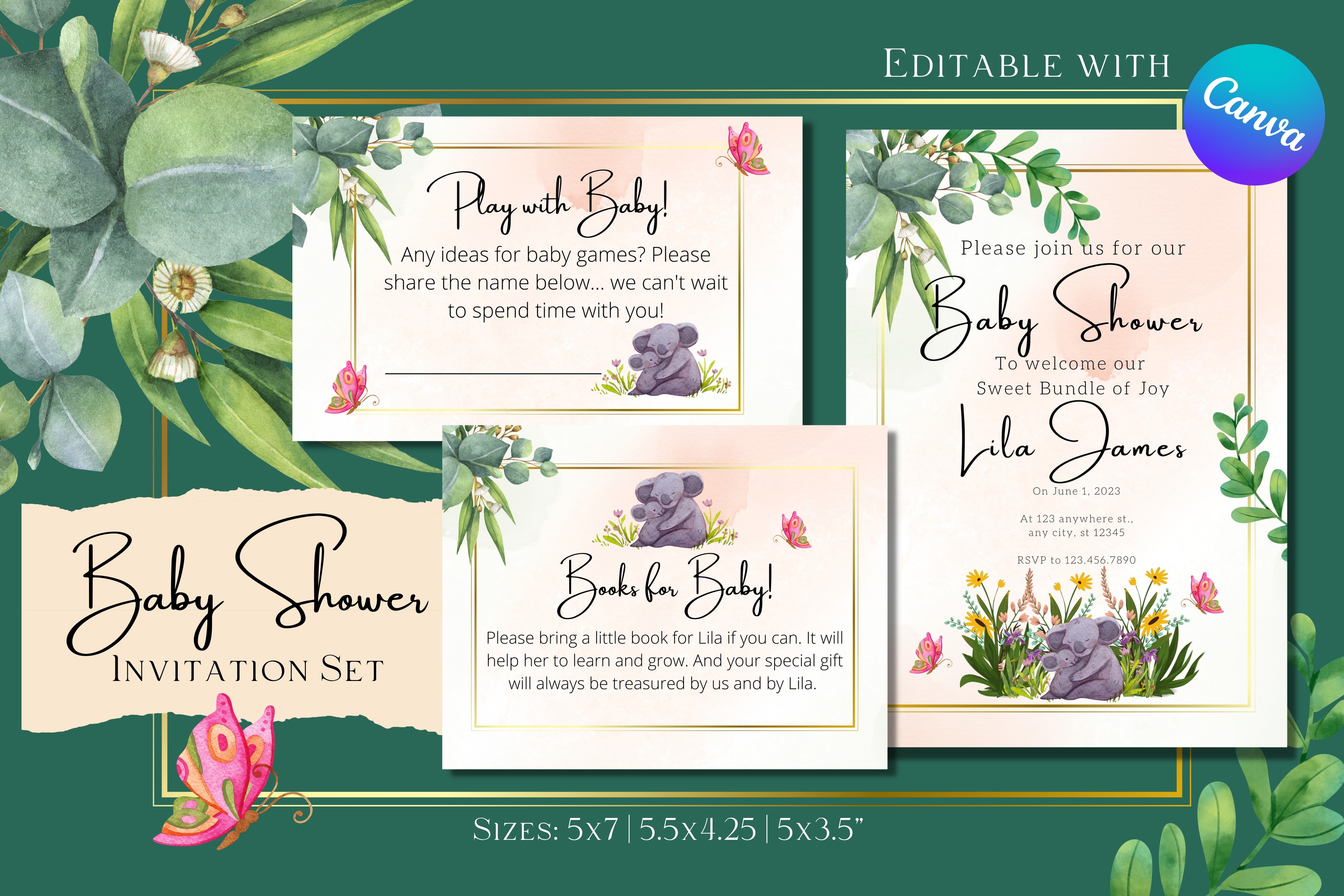 Baby Shower Set BS01 - Edit with Canva