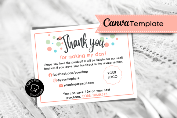 Thank You Card Canva Template Colorful