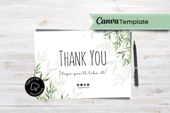 Thank You Card Canva Template Green