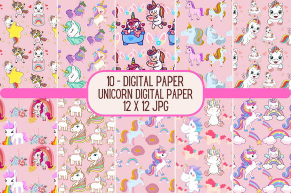 Unicorn Digital Paper Graphic by Alterox · Creative Fabrica
