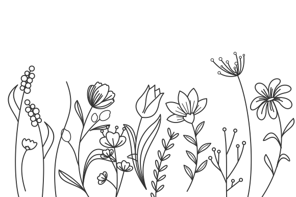 Silhouettes of Grass, Flowers and Herbs Gráfico Logotipos Por DEEMKA STUDIO