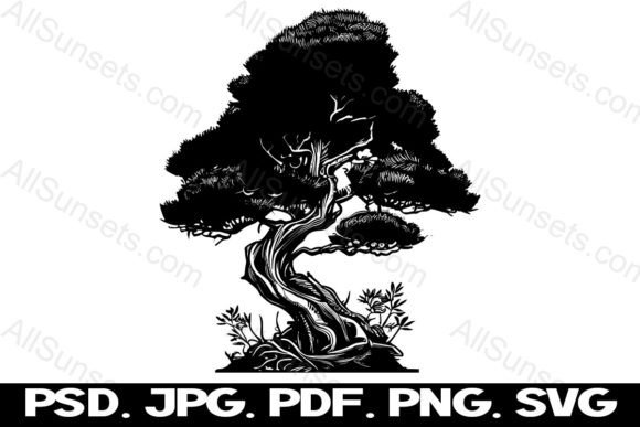 Bonsai Tree Silhouette SVG PNG Graphic by SunandMoon  Creative Fabrica
