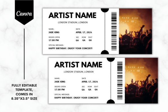 Custom Concert Ticket Canva Template 1