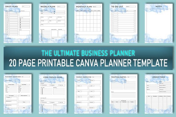Printable Canva Planner Template with 20 planning pages