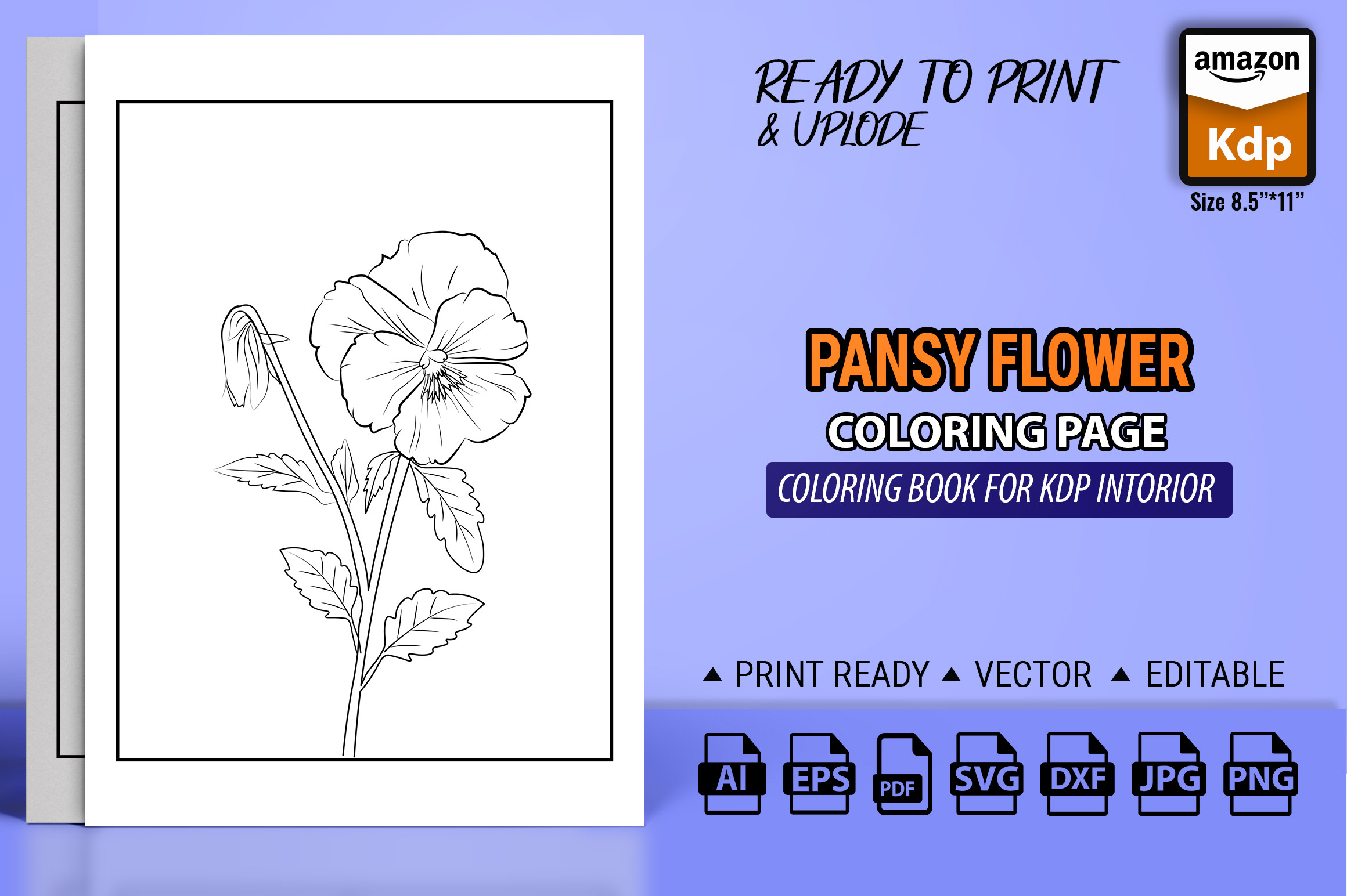 Simple Pansy Flower Drawing, Coloring