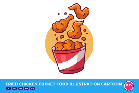 Fried Chicken Bucket Food Illustration
