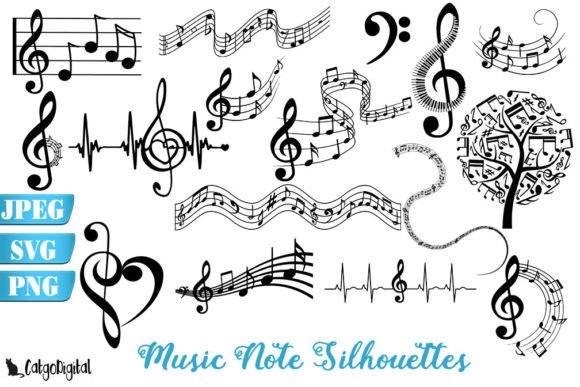 Music Note Silhouettes Clipart