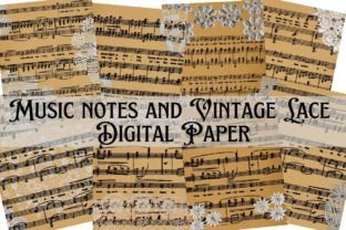 Music Notes Vintage Lace Digital Paper Graphic by Jada Boutique Design ...