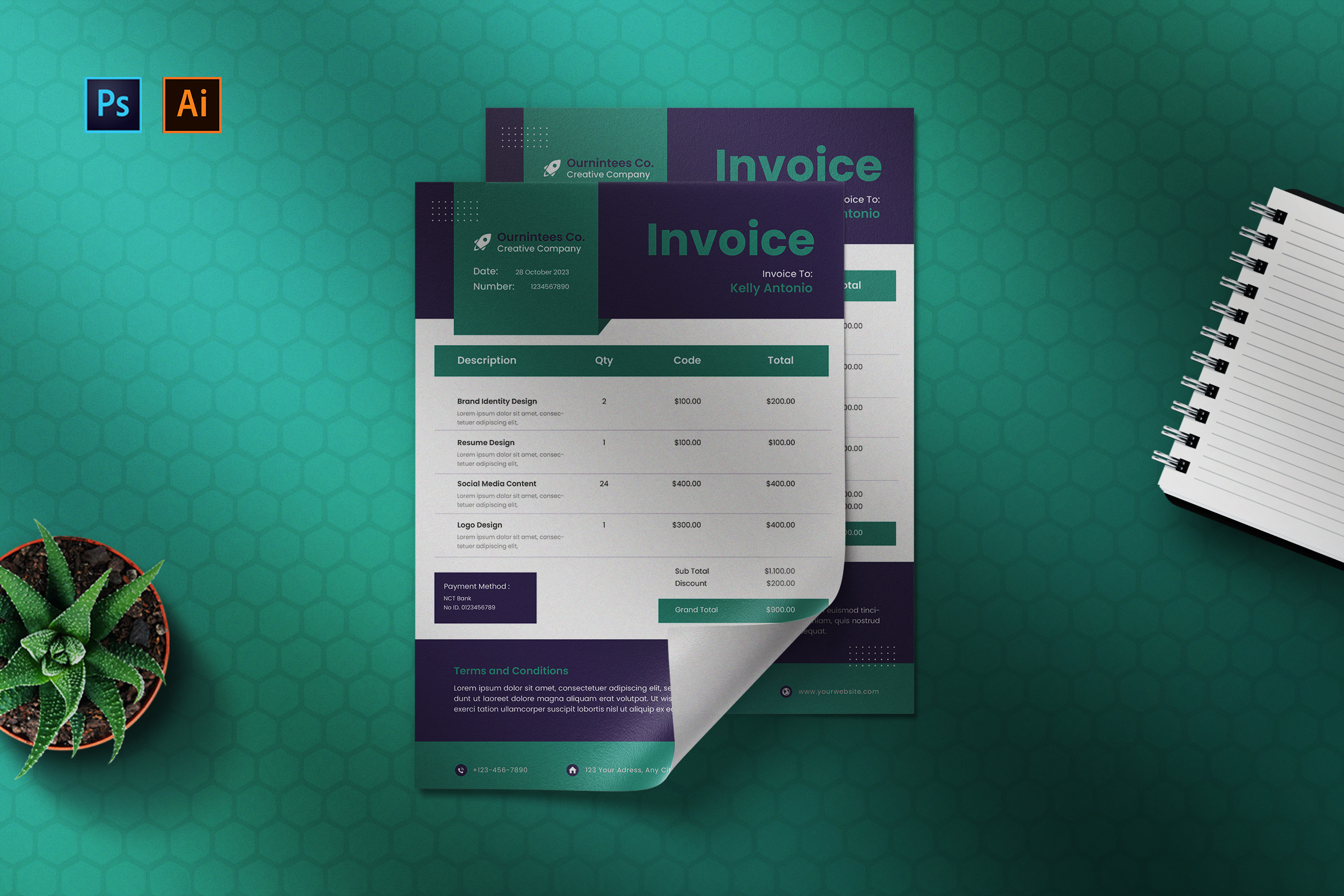 Purplay - Invoice Template Graphic by Streakside · Creative Fabrica