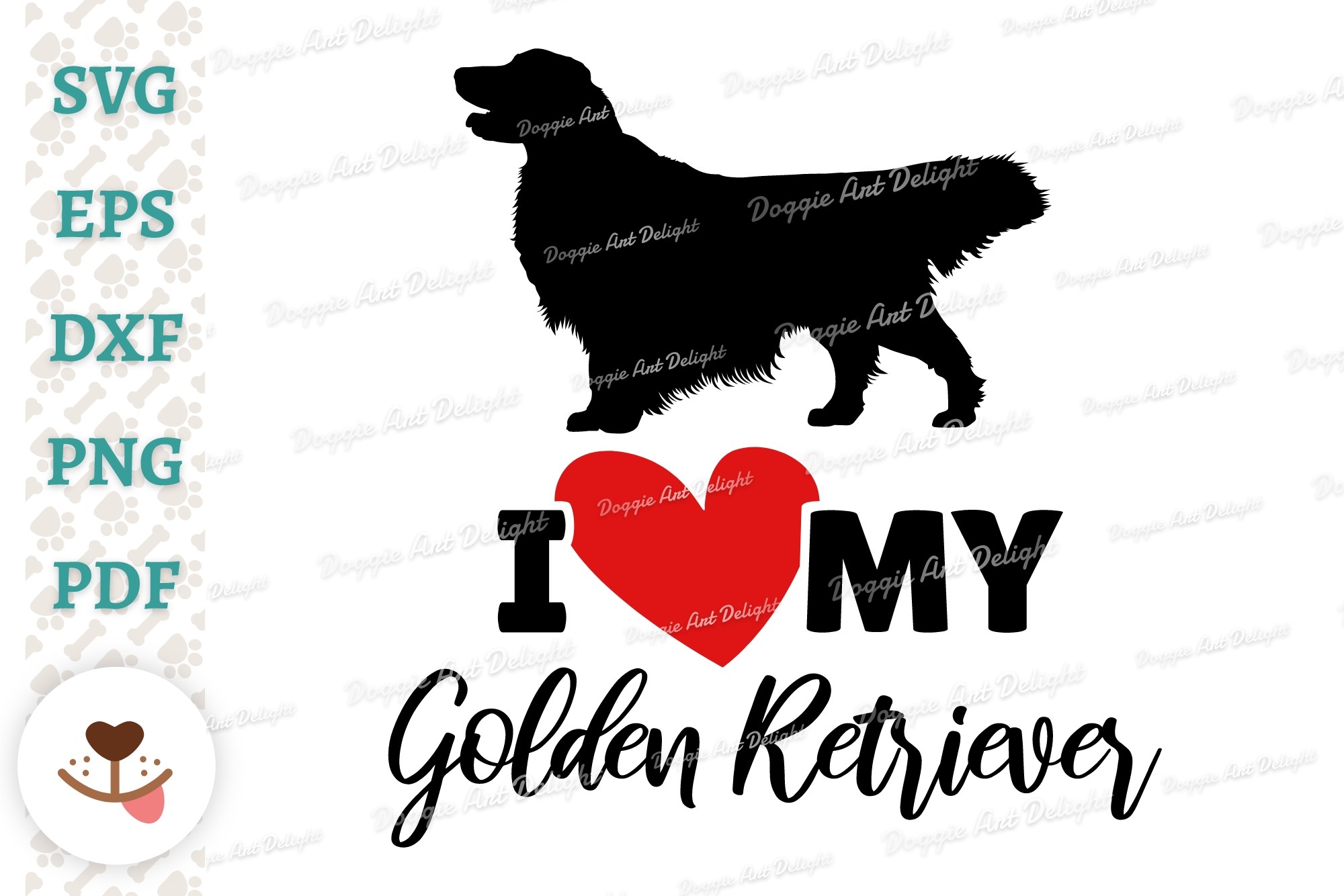 I Love My Golden Retriever Png Svg Dxf Graphic by Doggie Art Delight ...